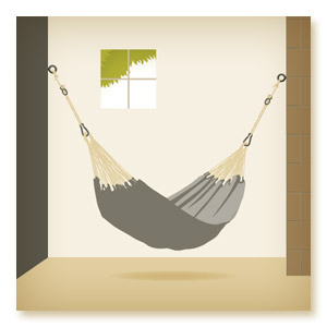 Suspending a hammock between two walls